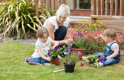 Local Wandsworth gardener assessing a terrace garden